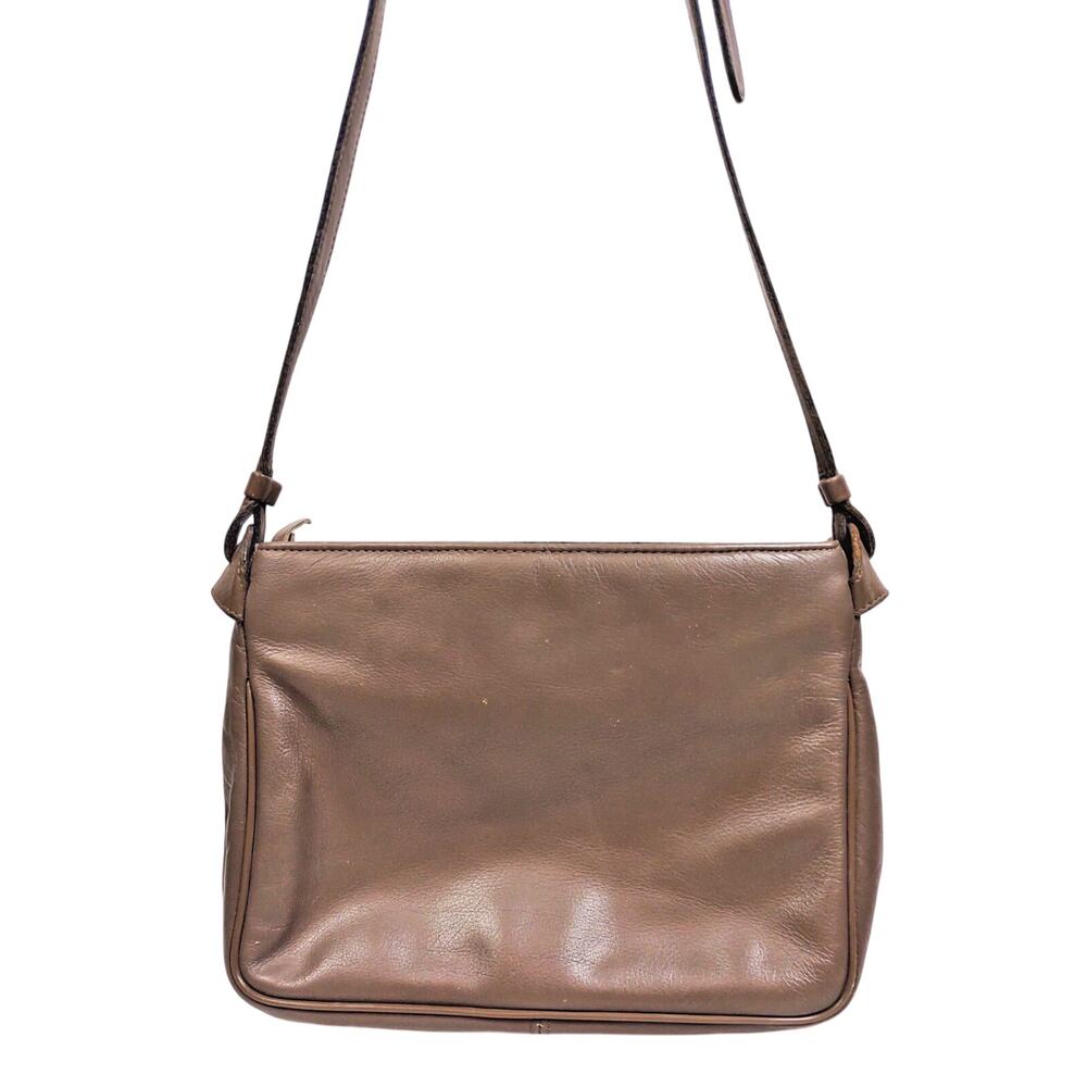 Vintage Etienne Aigner Taupe Brown Leather Shoulder Crossbody Bag Gold Hardware - Picture 3 of 14